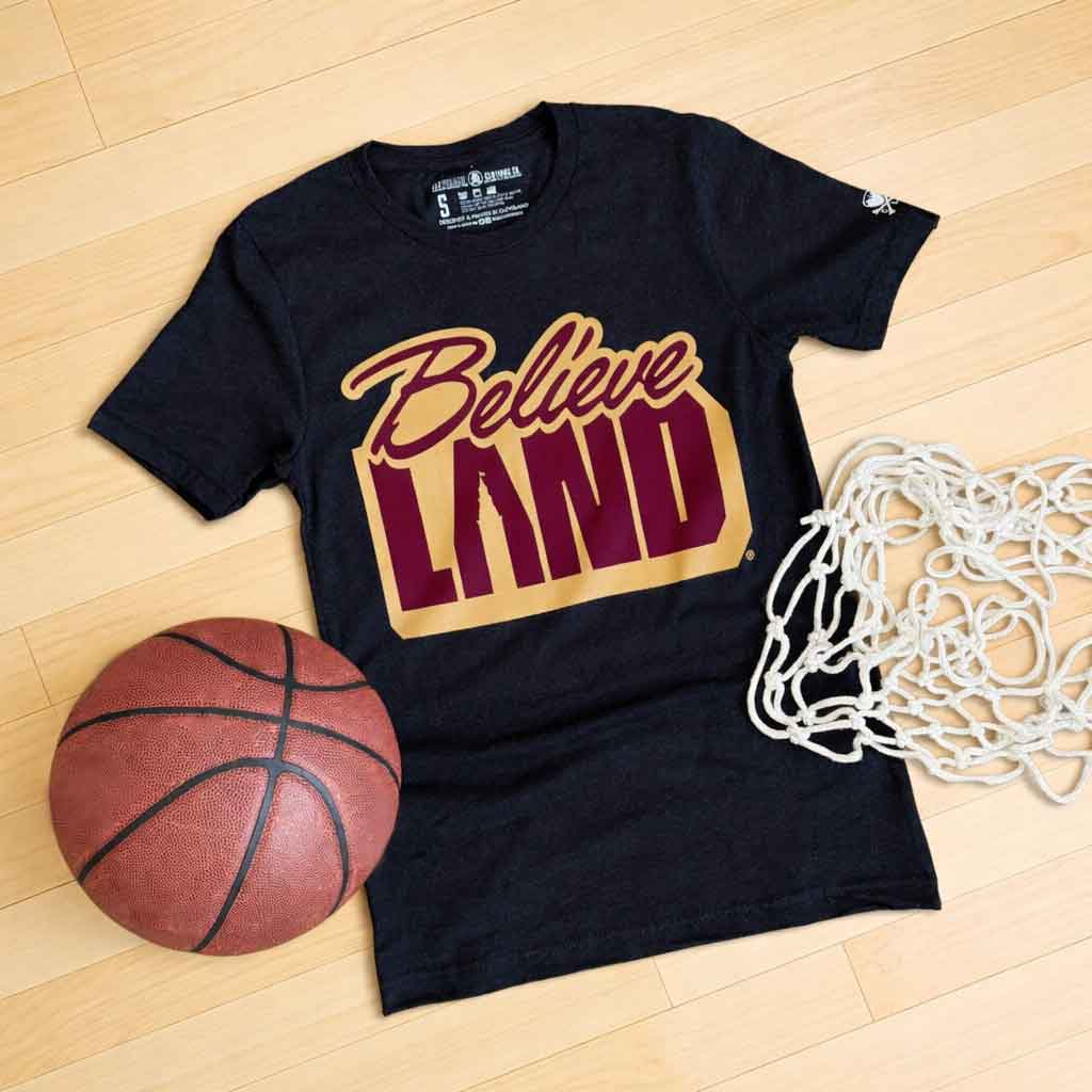 BelieveLand Tower Cleveland Basketball - Mens/Unisex Crew T-Shirt - Image 2