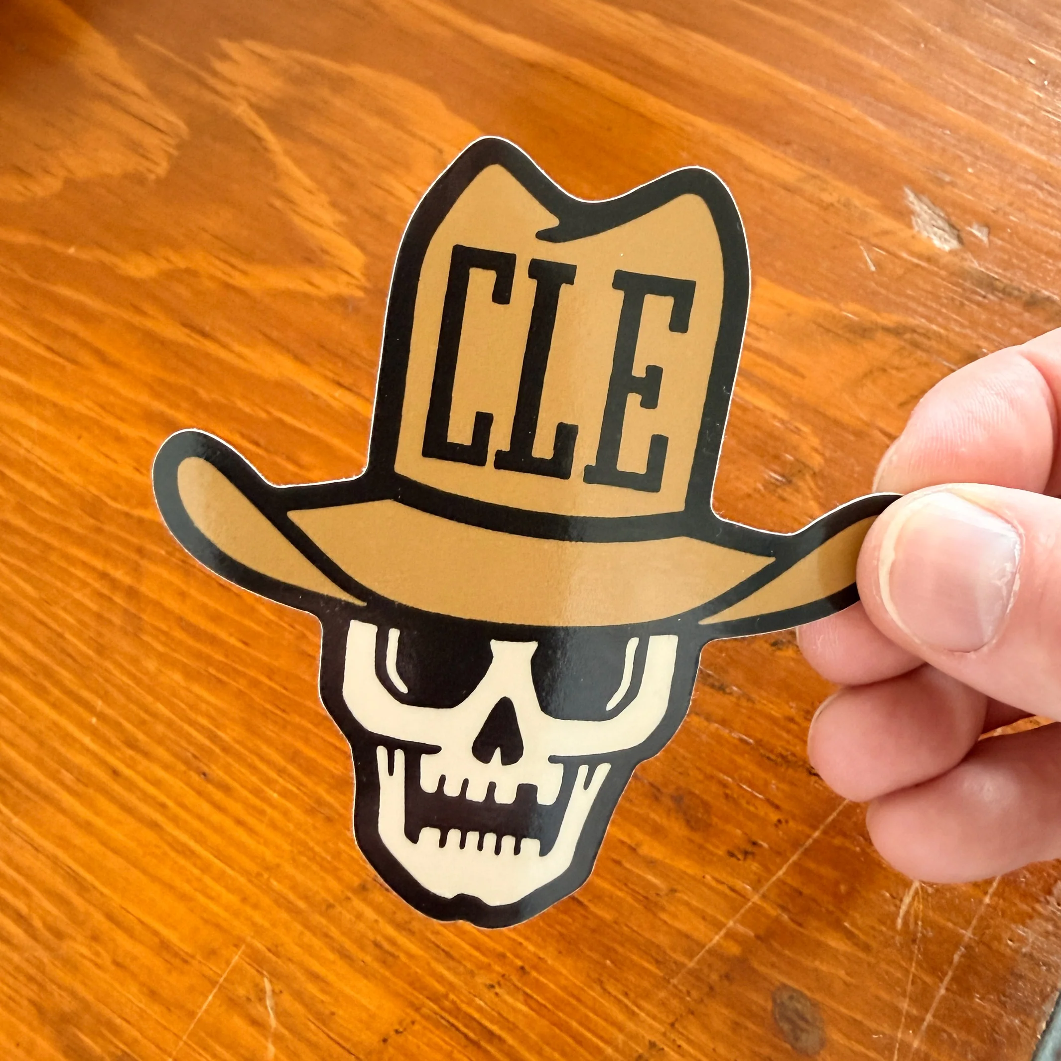CLE Cowboy Skull Cleveland Sticker - Image 2