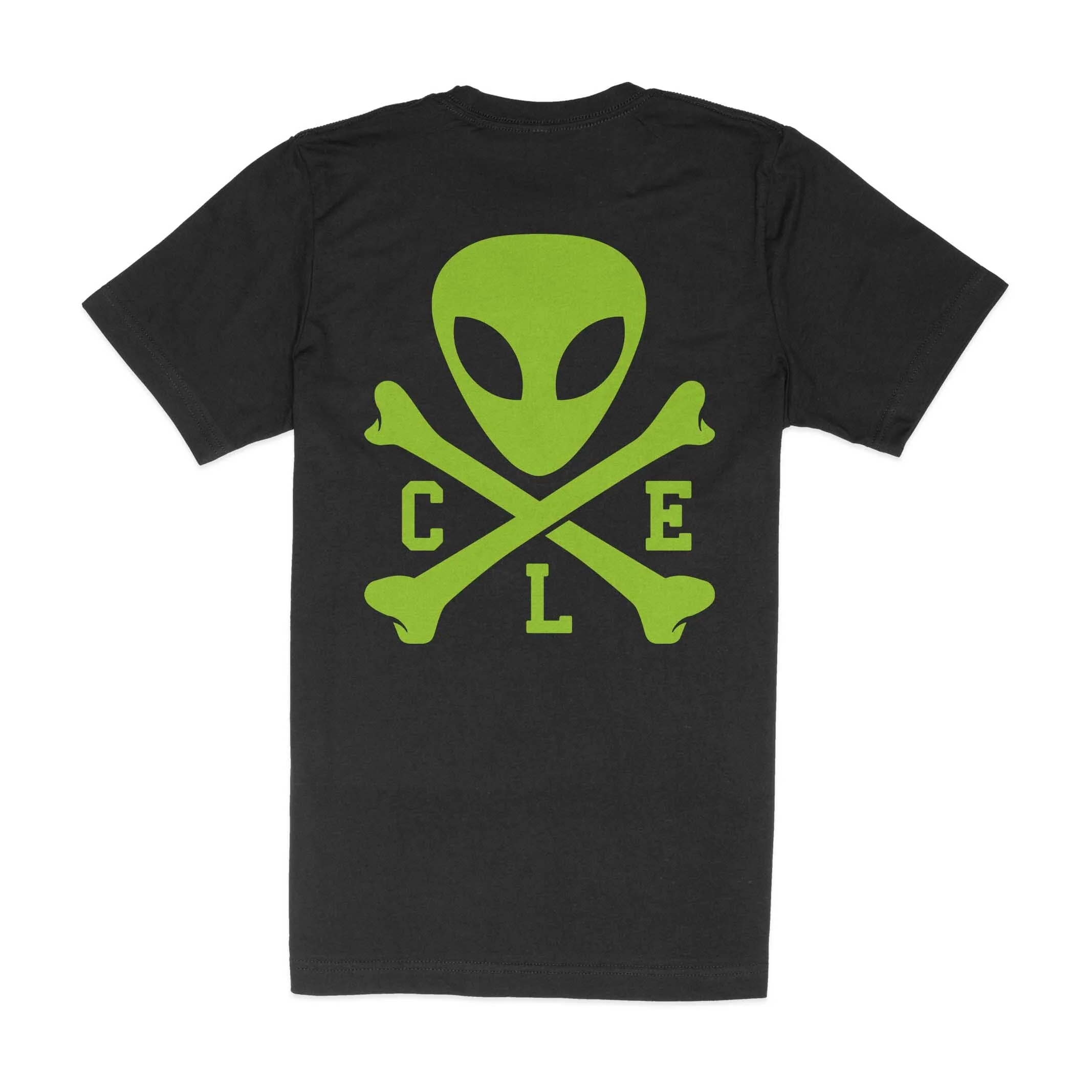 CLE Logo Alien Mens/Unisex Crew T-Shirt - Glow In The Dark - Image 3
