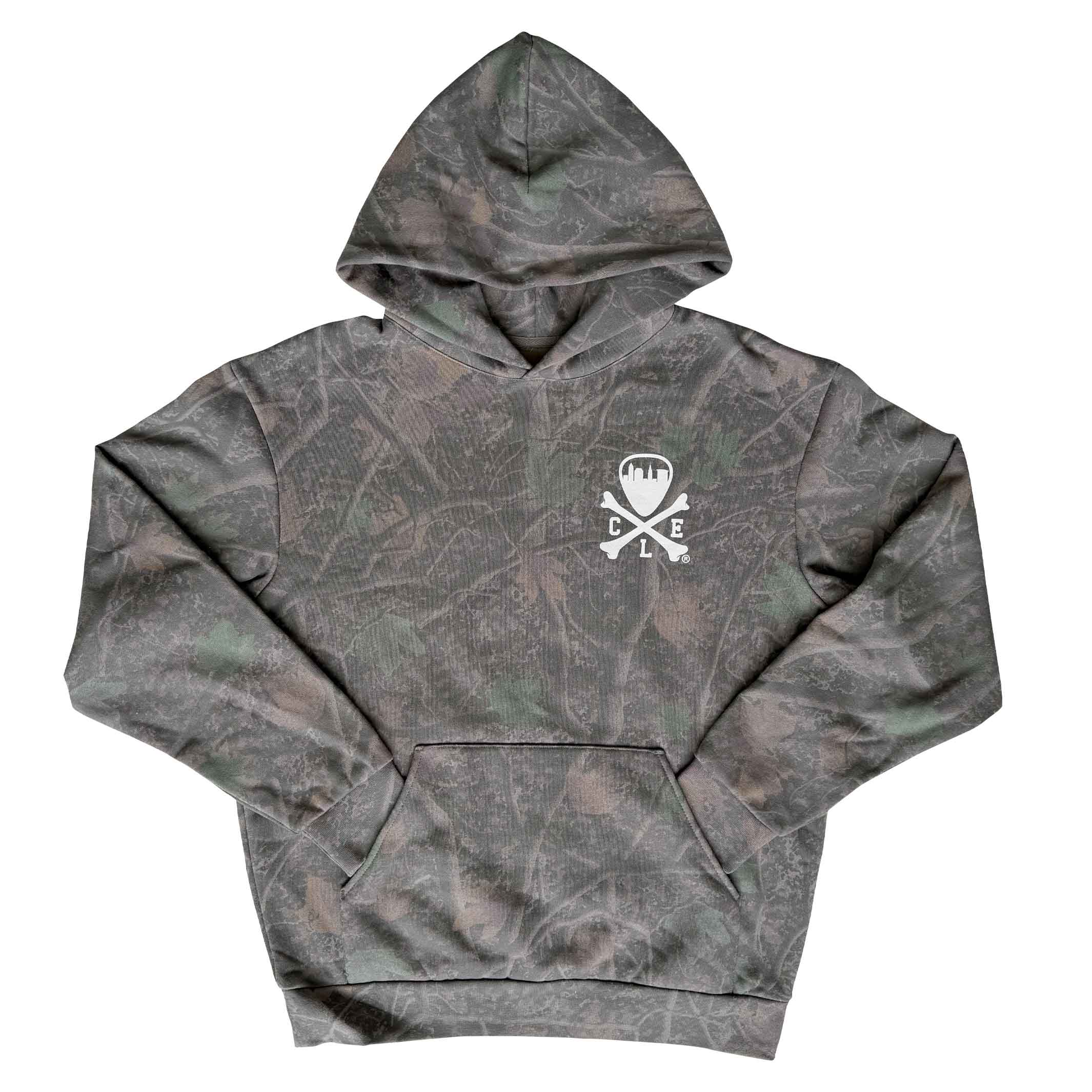 CLE Logo - Unisex Pullover Hoodie - Darkwood Tree Camo