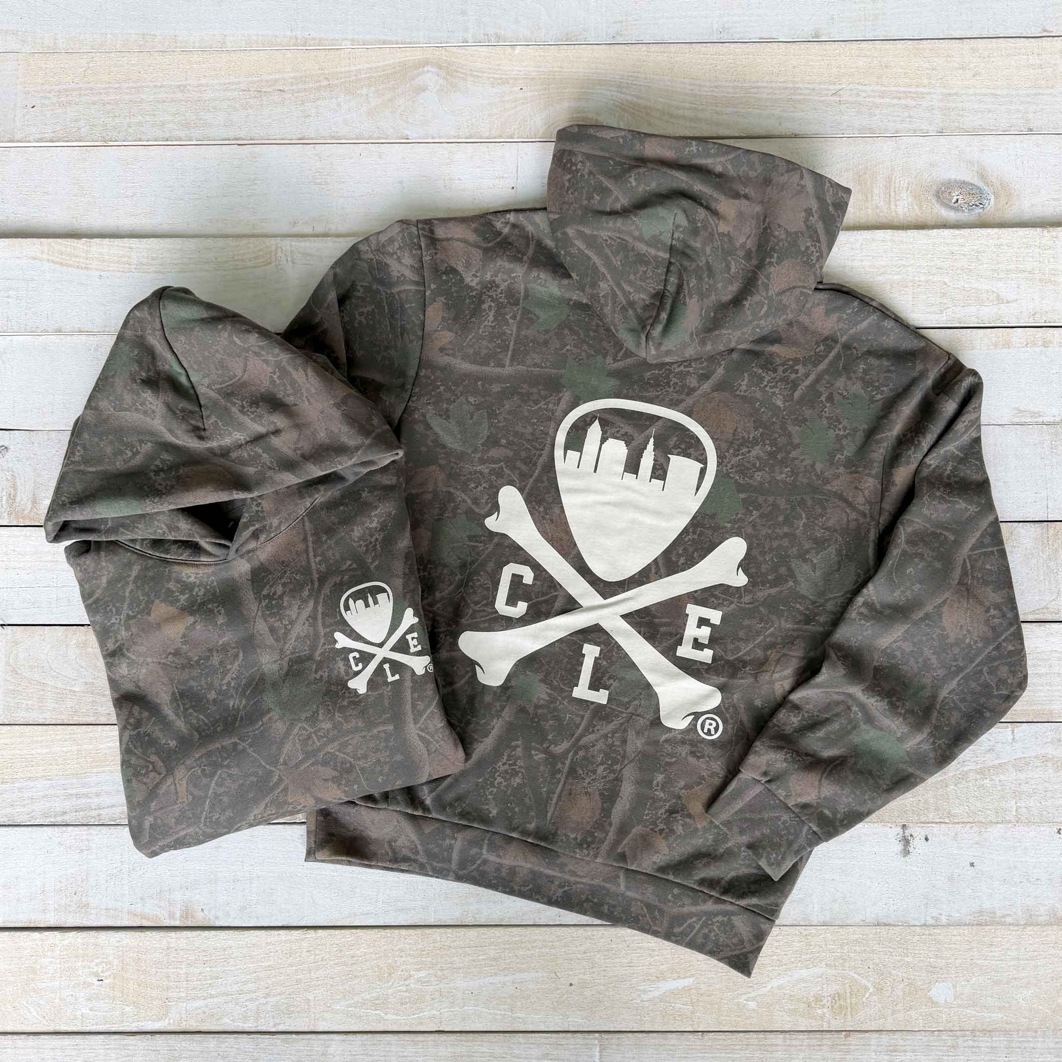 CLE Logo - Unisex Pullover Hoodie - Darkwood Tree Camo - Image 2