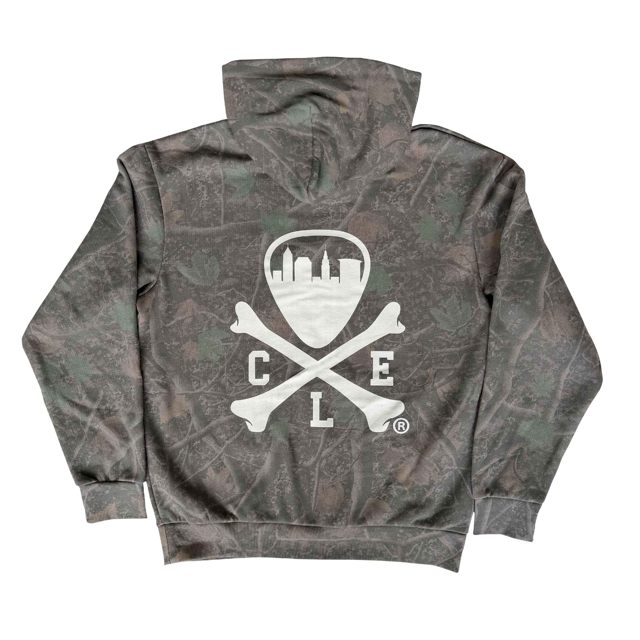 CLE Logo - Unisex Pullover Hoodie - Darkwood Tree Camo - Image 3
