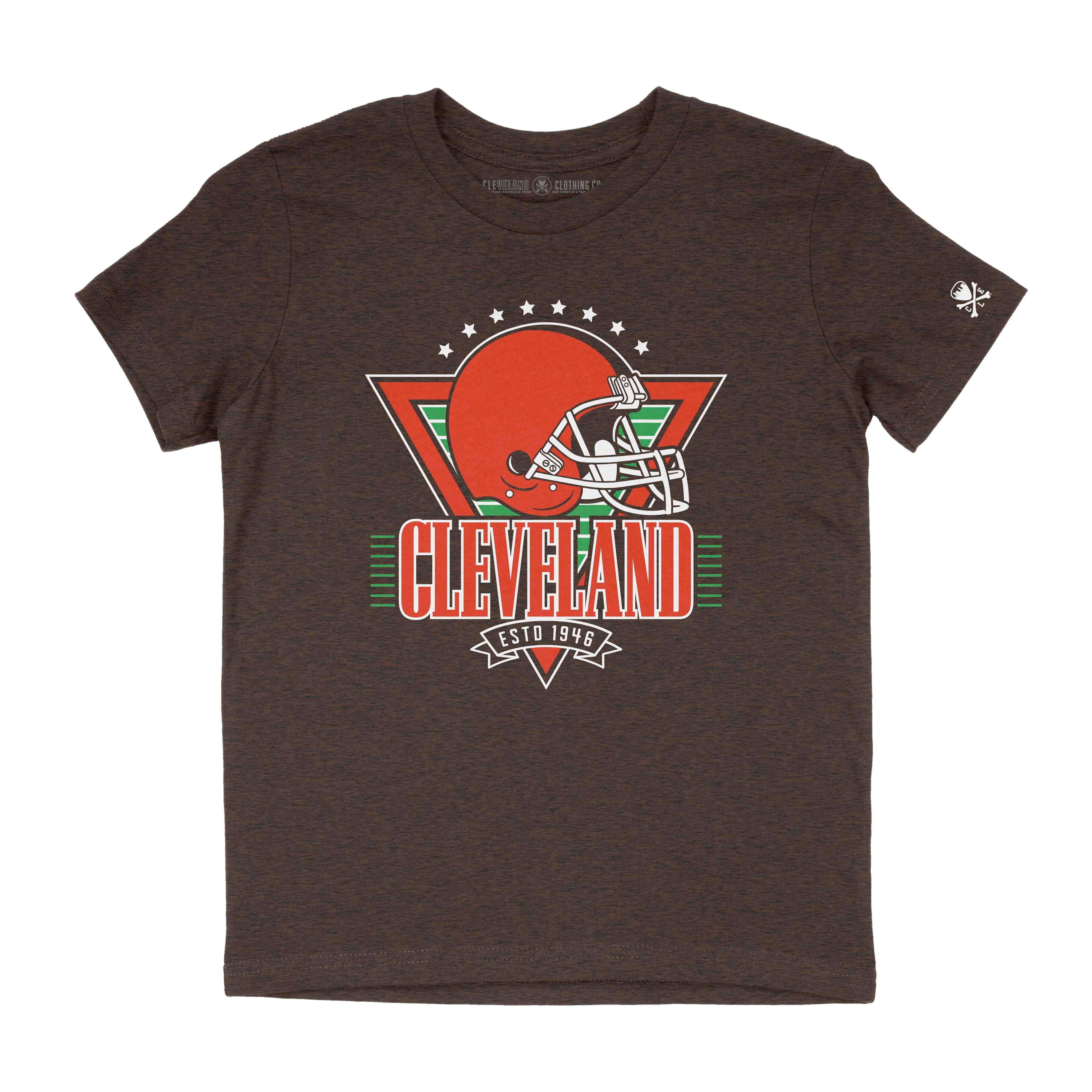 Cleveland Football Helmet Throwback - Youth Crew T-Shirt