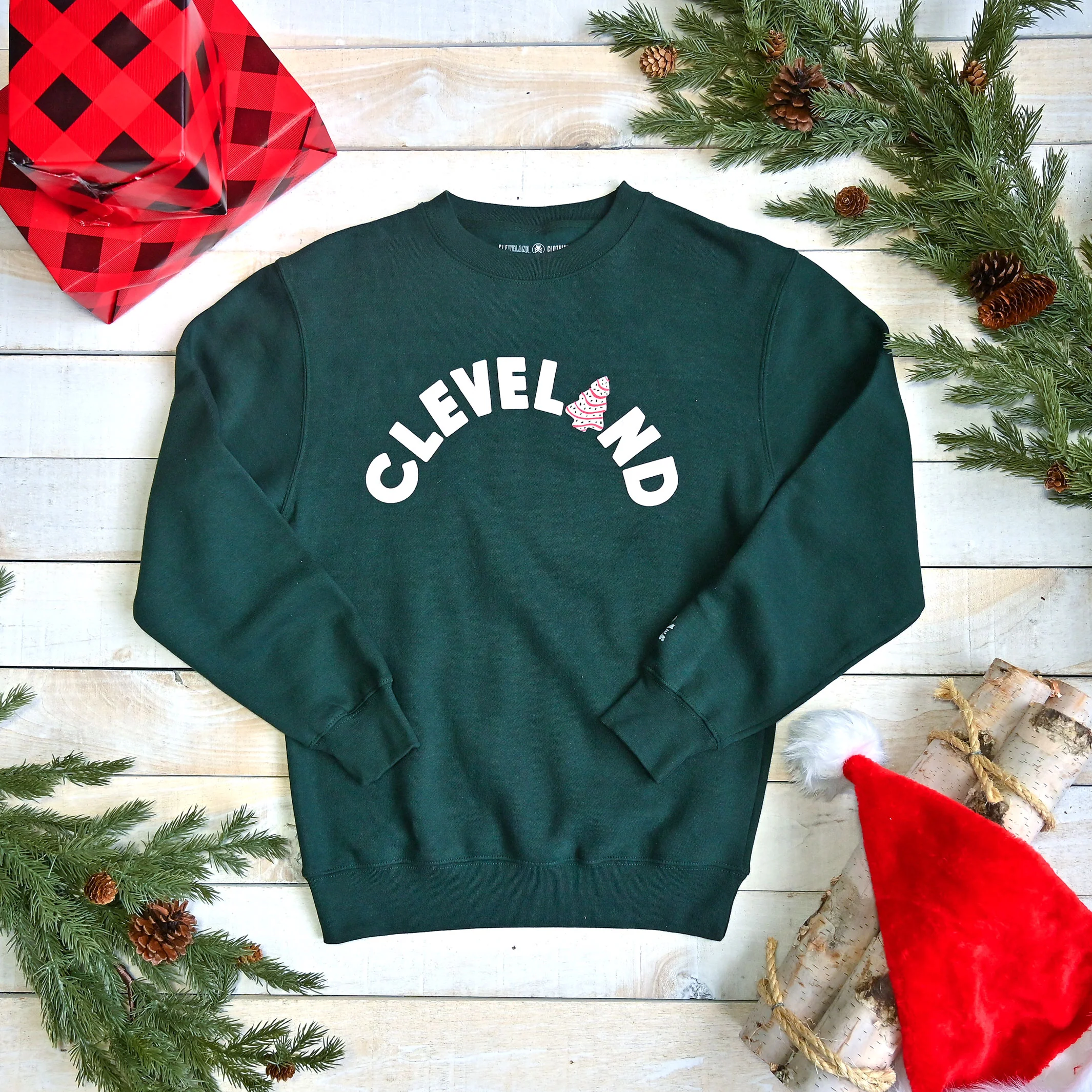 Cleveland Frosted Christmas Tree Arch - Unisex Crewneck Sweatshirt - Image 2