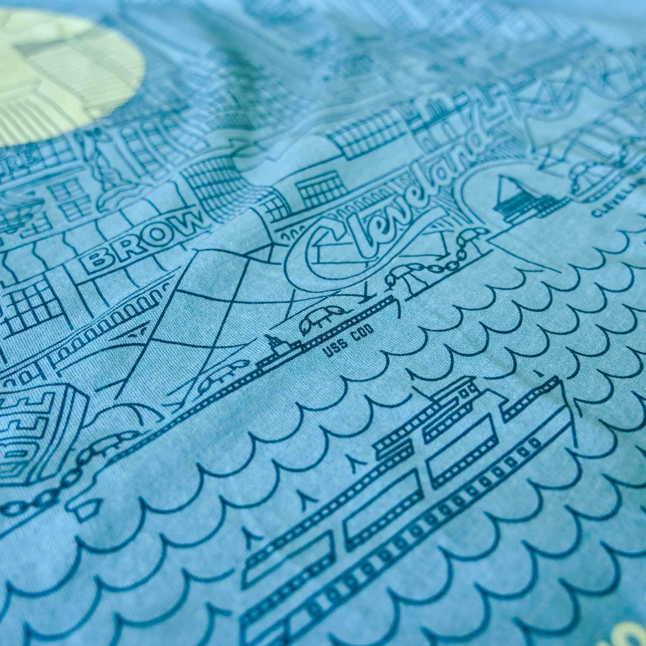 Cleveland Skyline Icons - Unisex/Mens Crew T-shirt - Image 4