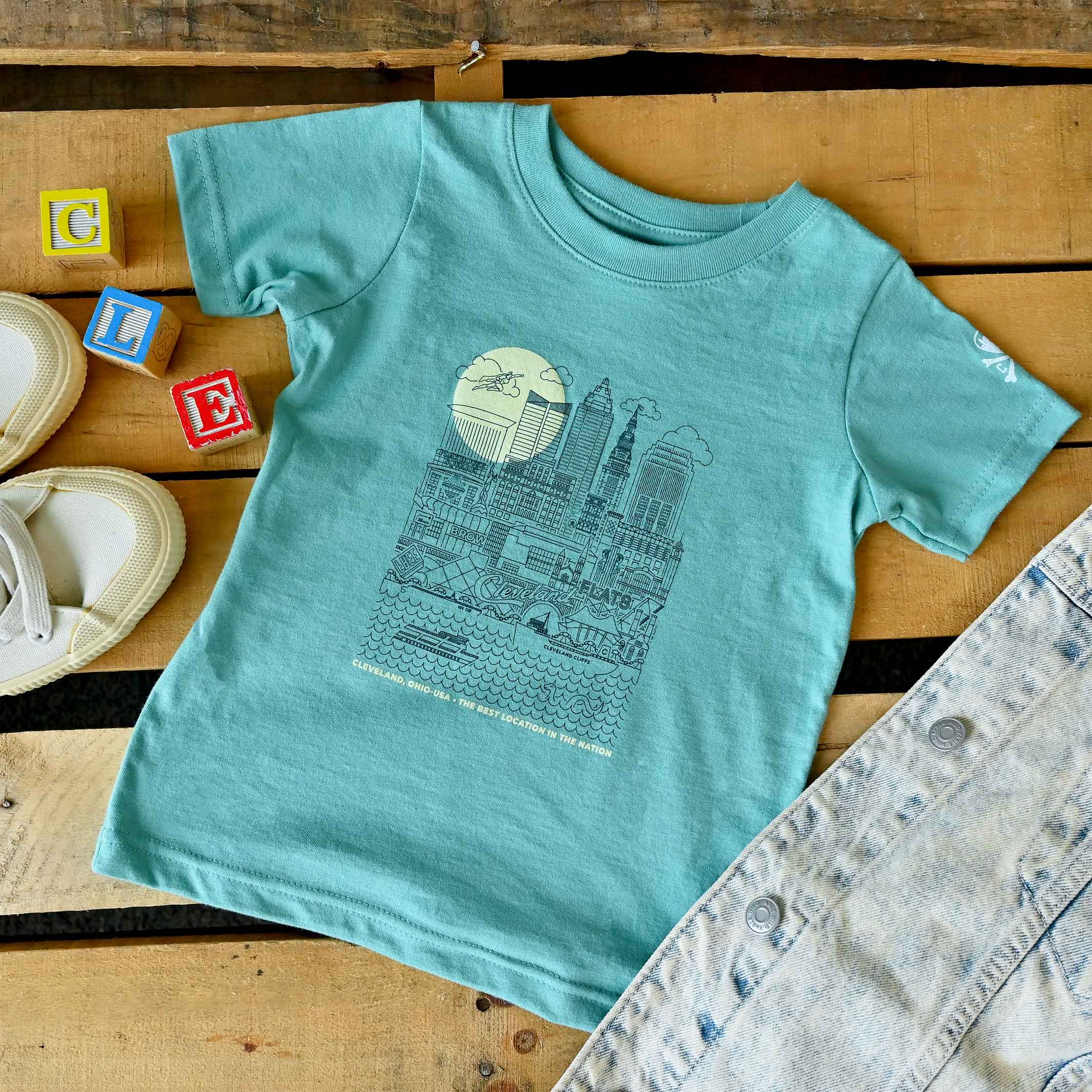 Cleveland Skyline Icons - Toddler Crew T-shirt - Image 2