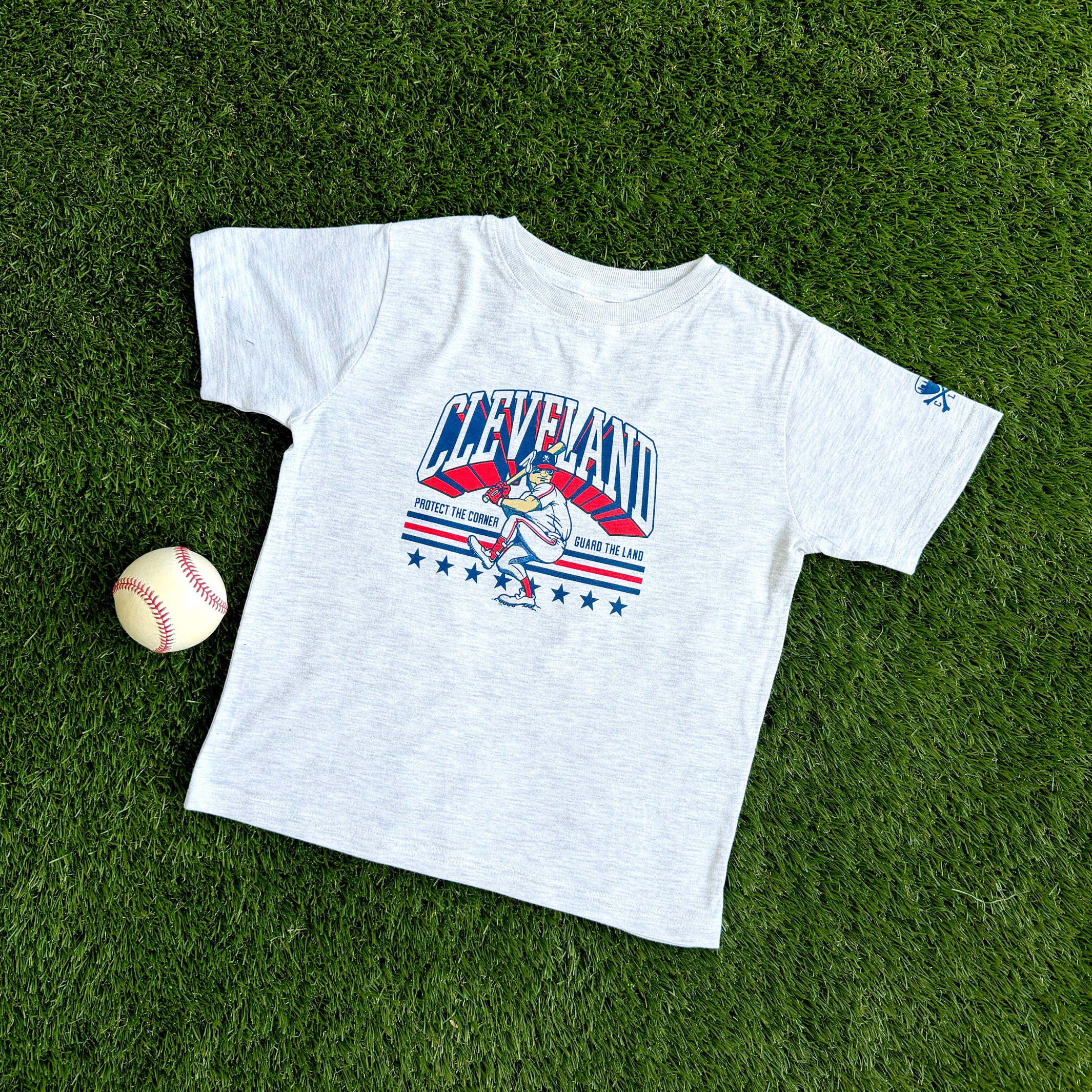 Guardian At The Plate Cleveland Baseball - Toddler Crew T-shirt - Image 2