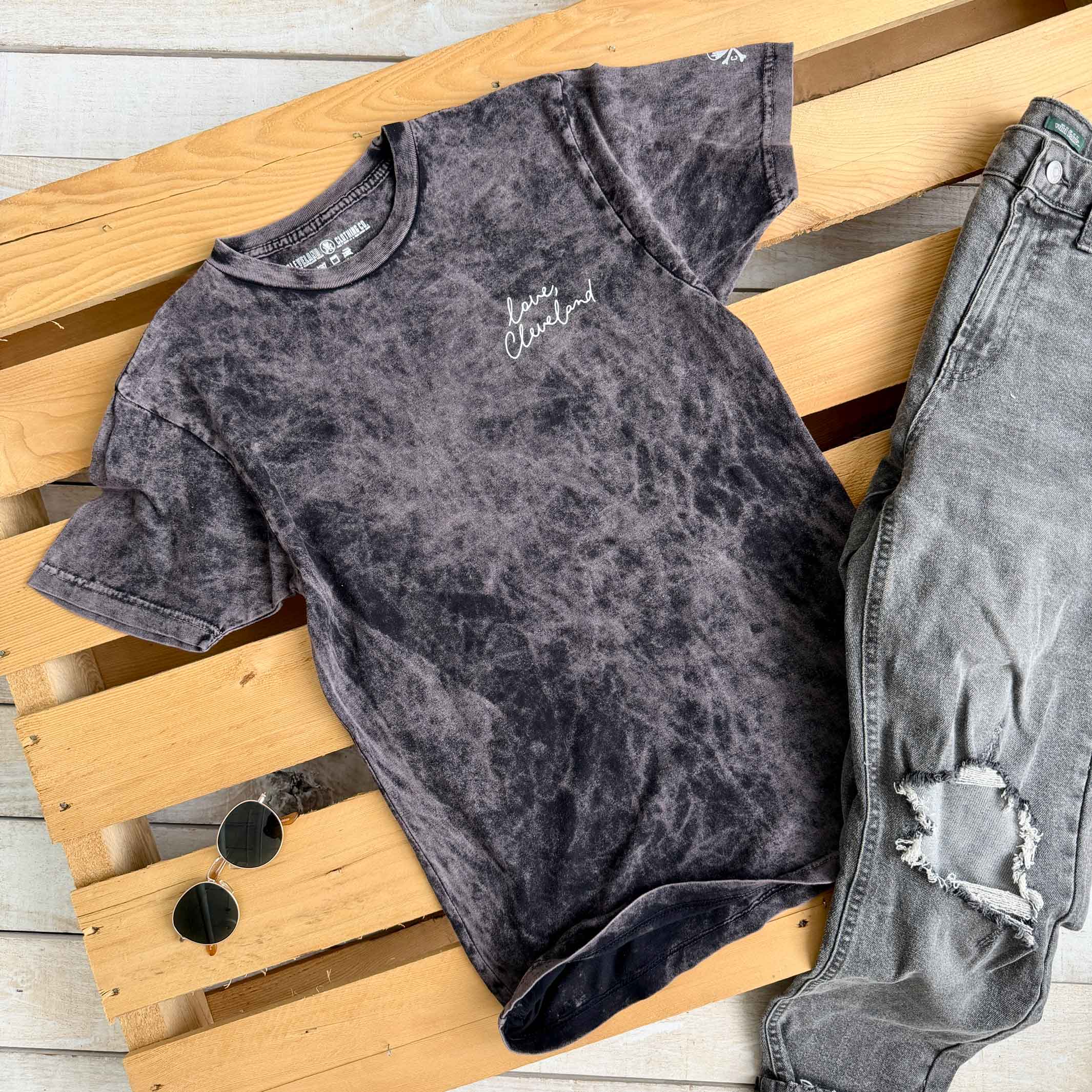 Love, Cleveland - Unisex Crew T-shirt -Acid-washed - Image 2